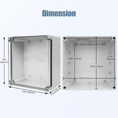Caja eléctrica IP67 impermeable gris con cubierta transparente