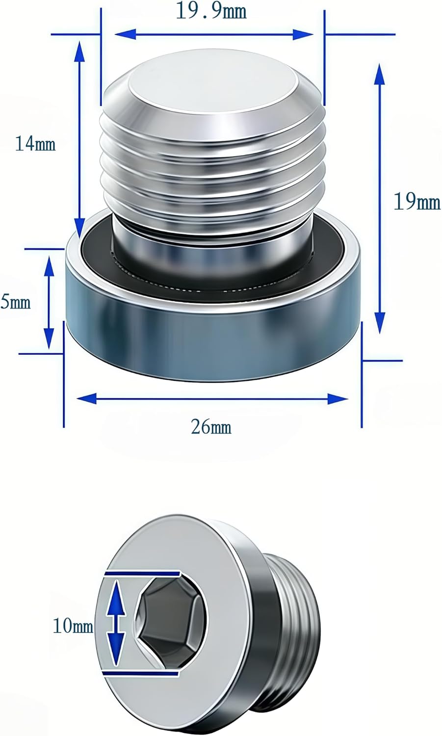 Llave ranurada M20x1.5 acero inox 304 junta tórica pack 2