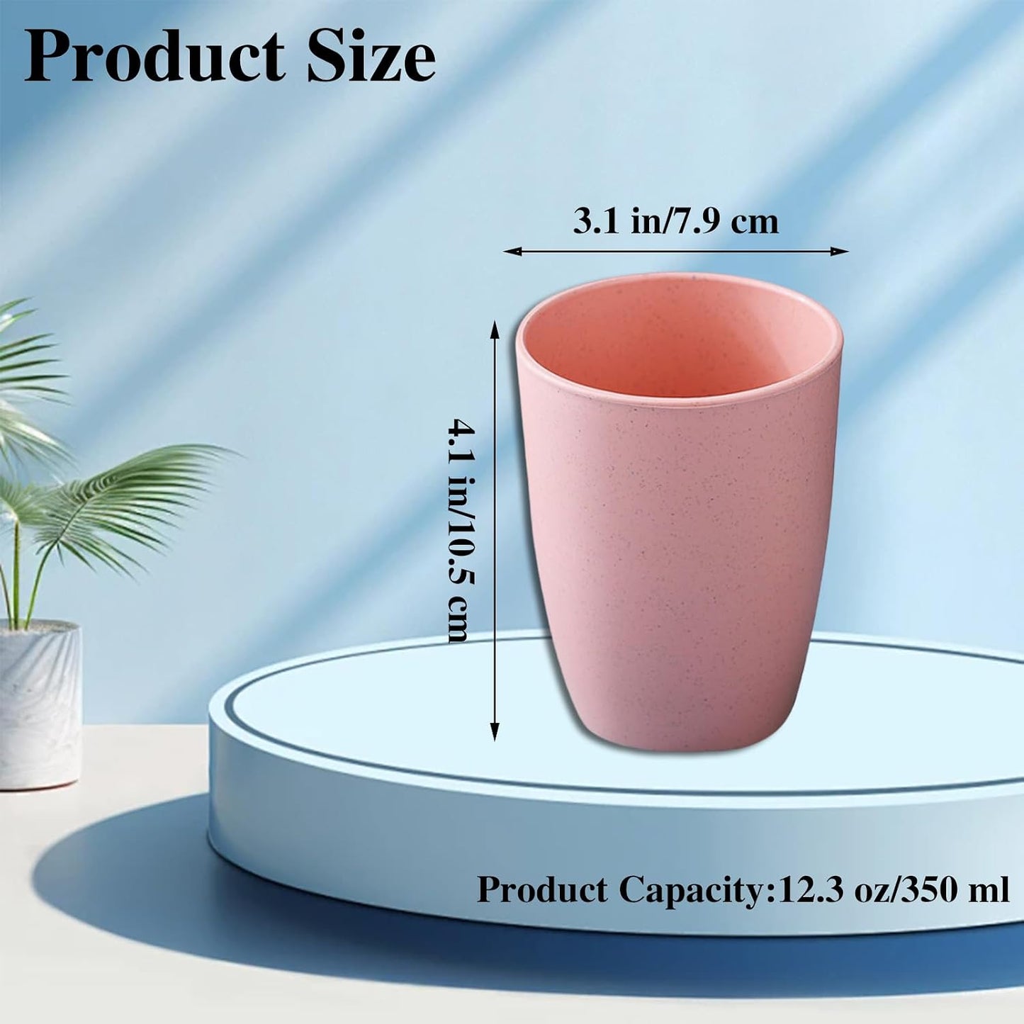 Set 5 vasos paja trigo 12oz reutilizables apilables plástico