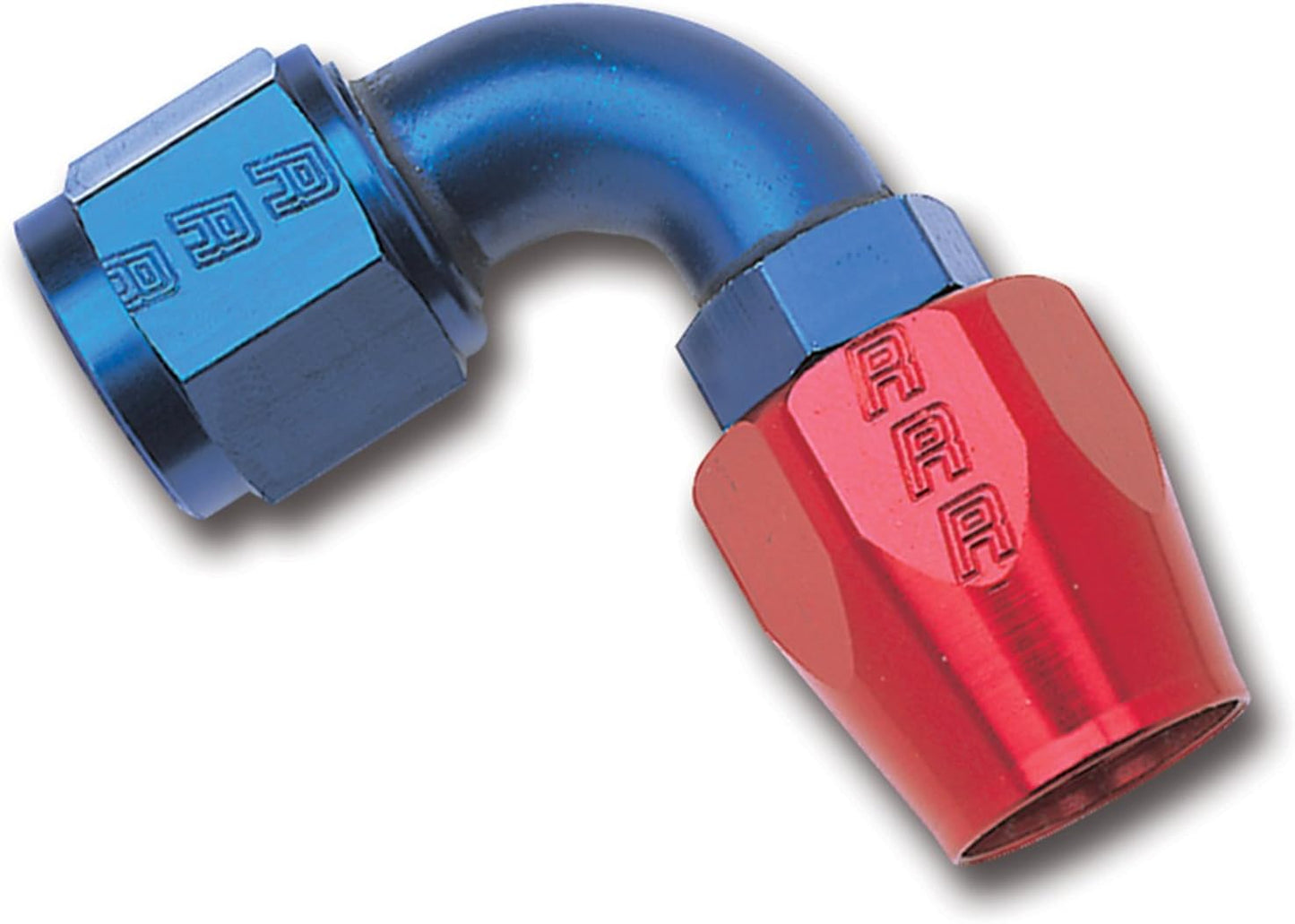 Extremo manguera 90 grados aluminio anodizado rojo/azul