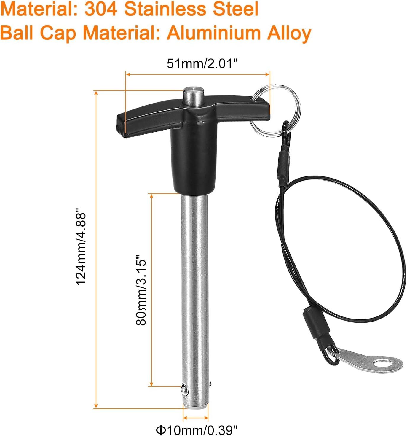 Pasadores bloqueo acero inox 25/64 pulg 3-5/32 pulg