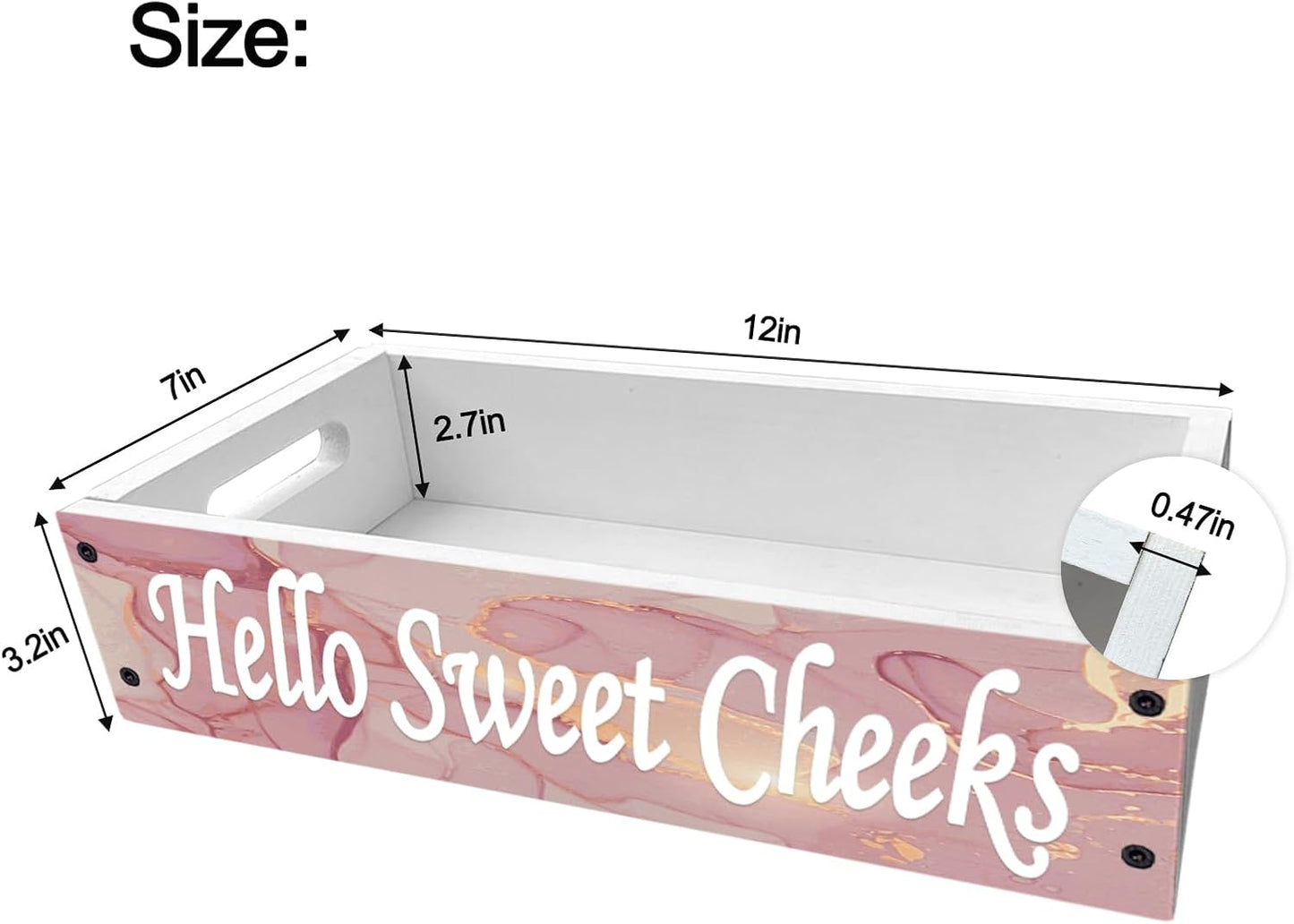 Caja rústica baño cesta inodoro madera asa