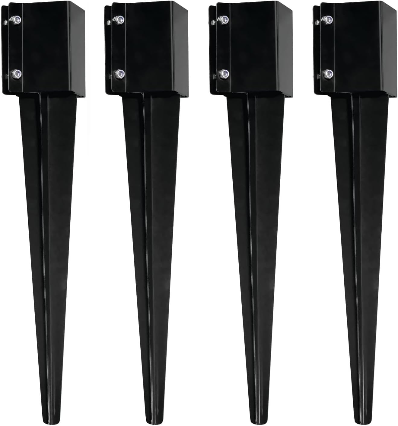 4 Postes Valla 24pulg Recubrimiento Negro 24x4x4pulg