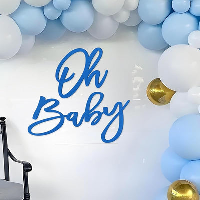 Cartel fieltro Oh Baby para baby shower color azul