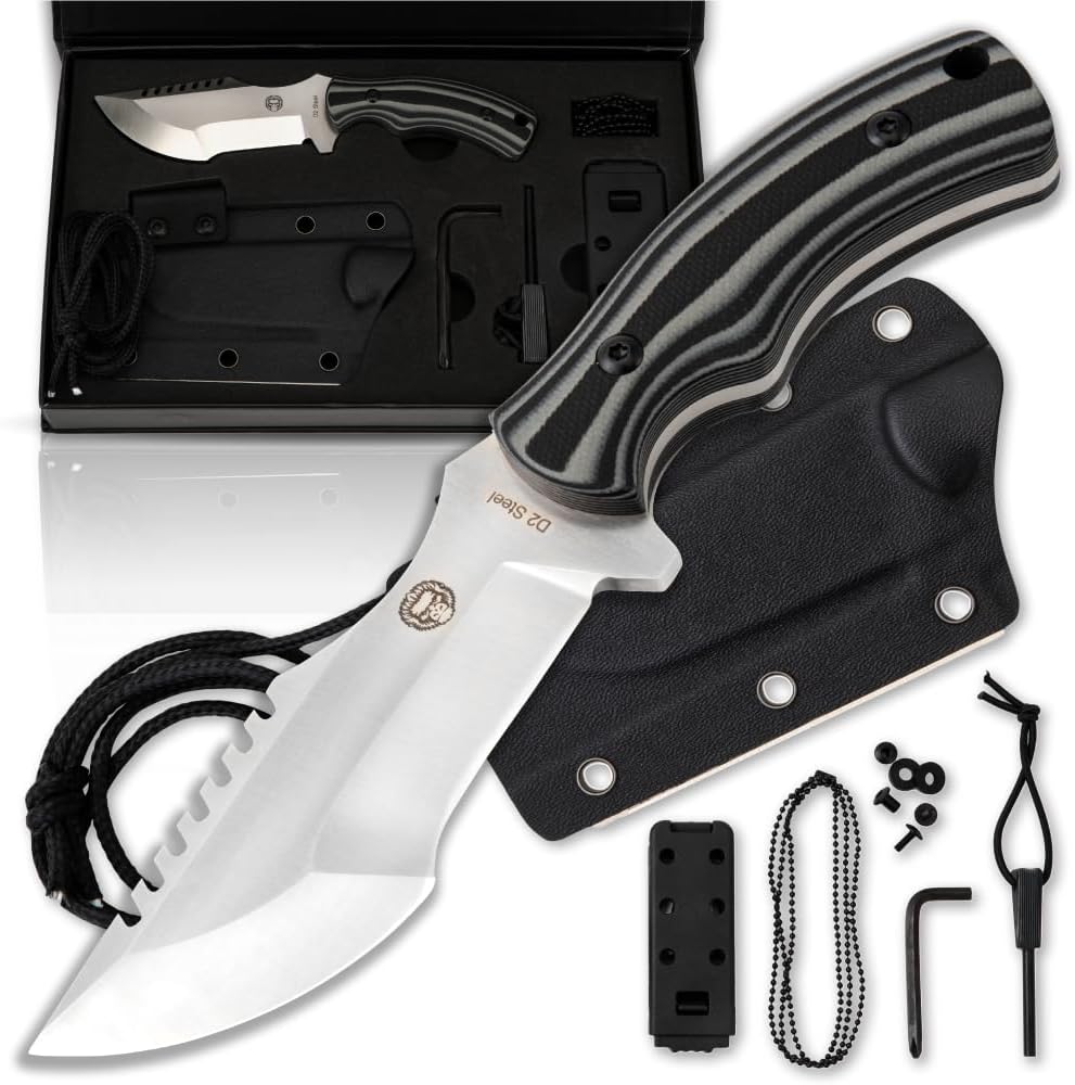 Cuchillo caza campamento iniciador fuego gris