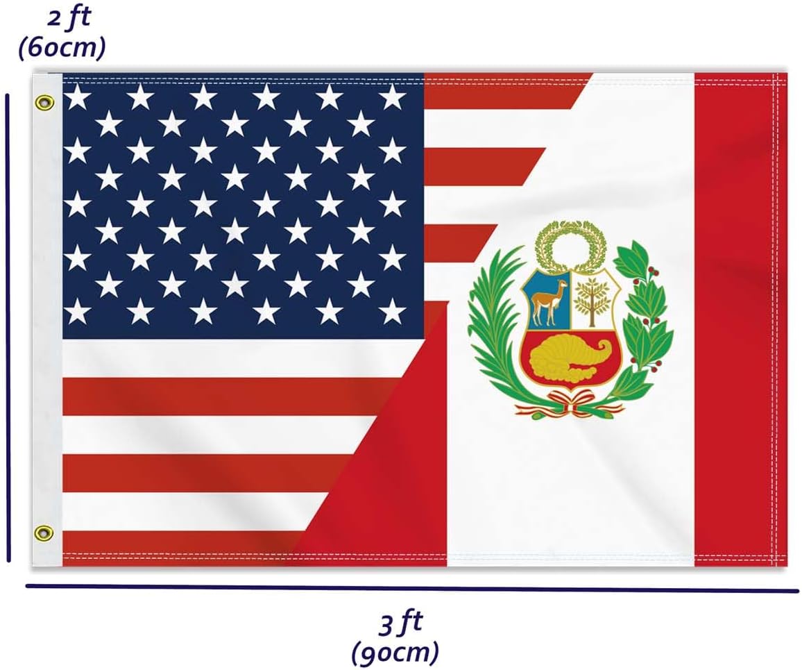 Bandera Perú 2x3ft 60x35pulg 150d doble cara decoración exterior
