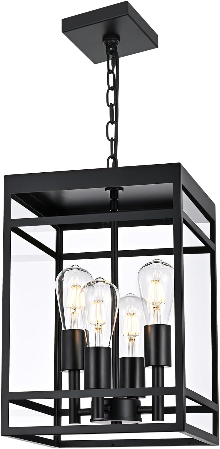 Lámpara colgante exterior 4 luces negro mate 16pulg