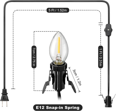 Cable C7 6ft con bombilla LED E12 interruptor Navidad