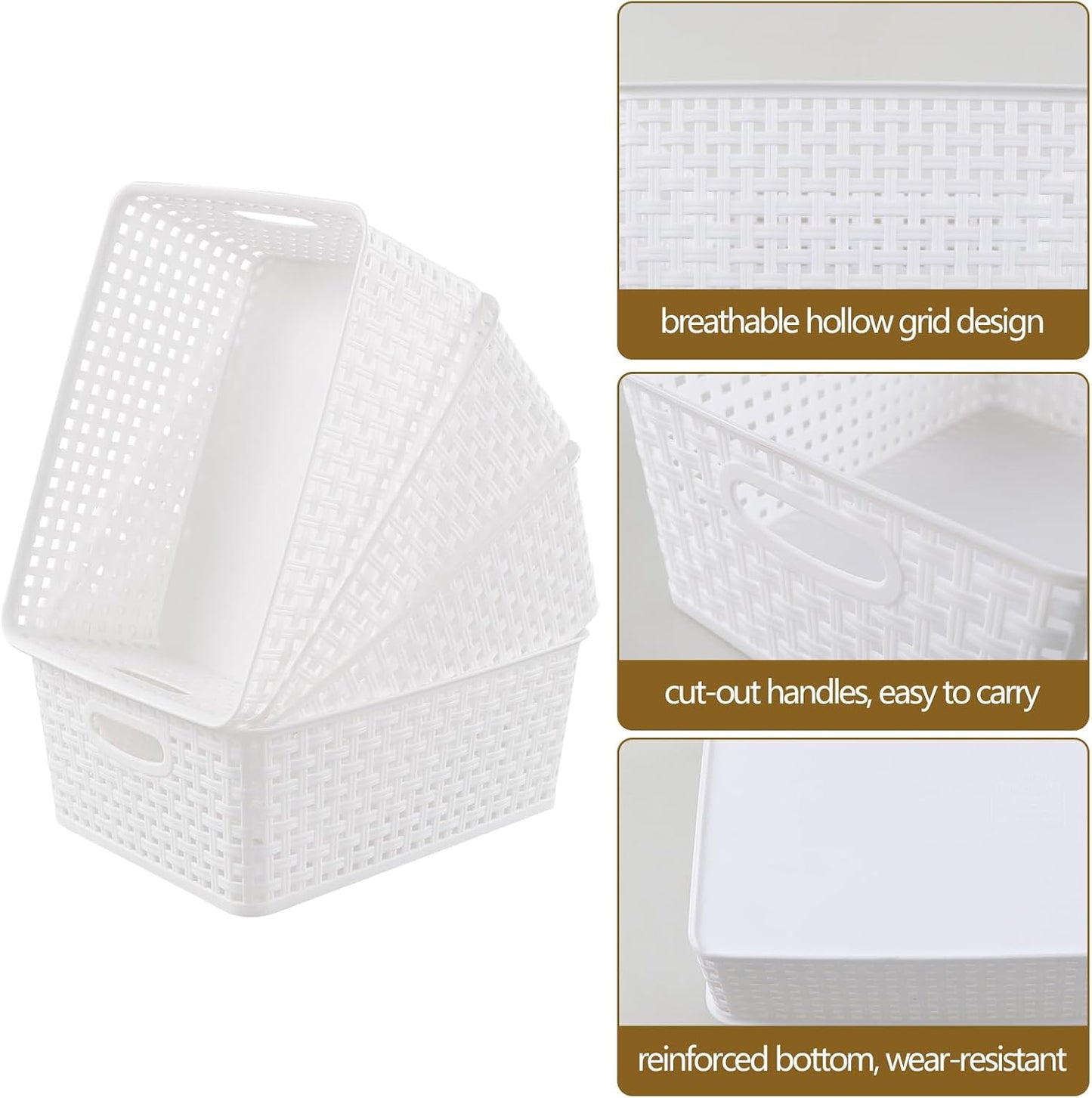 Cesta plástico 8qt tejido 4 Pzas