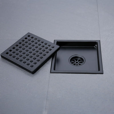 Drenaje ducha cuadrado 6pulg acero inox negro mate