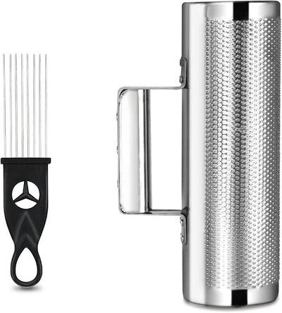 Güiro acero inox 20.3x7.6cm con raspador y martillo percusión