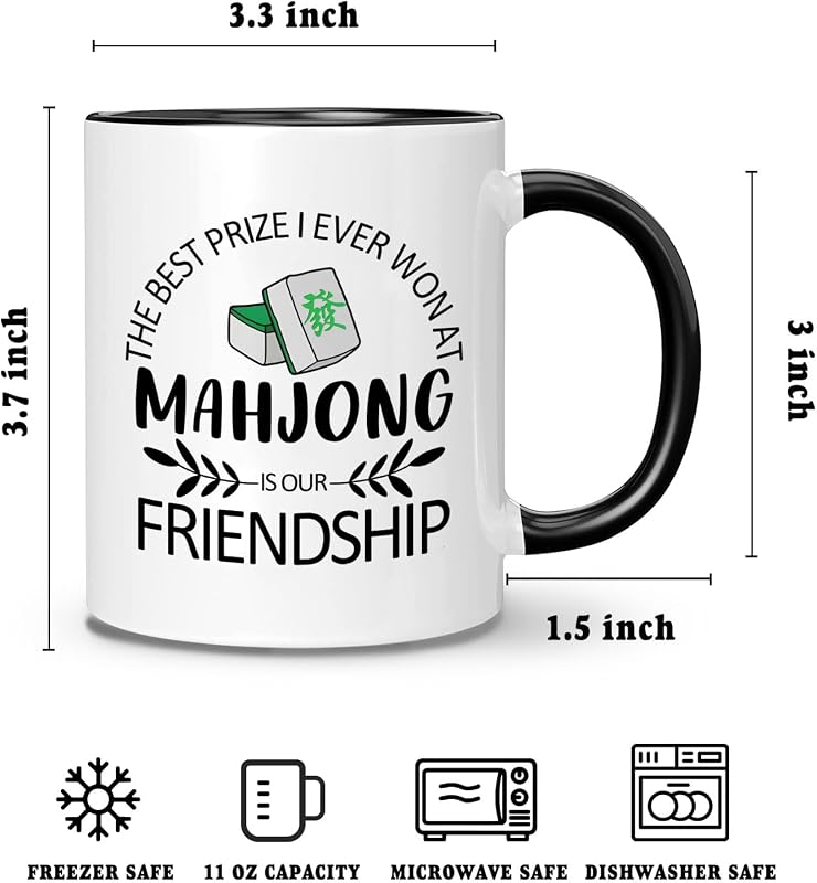Taza cerámica 11oz temática Mahjong reutilizable cocina