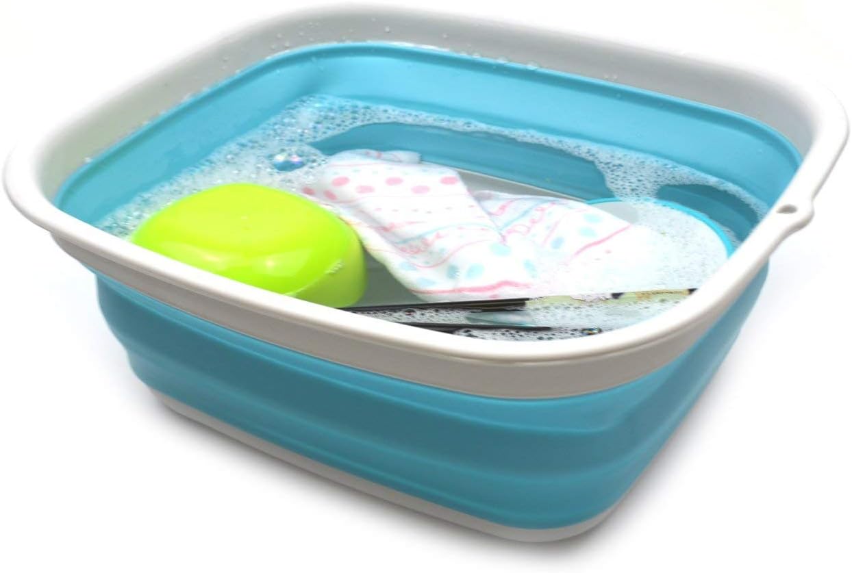 Bañera plegable plástico 7.7L azul brillante
