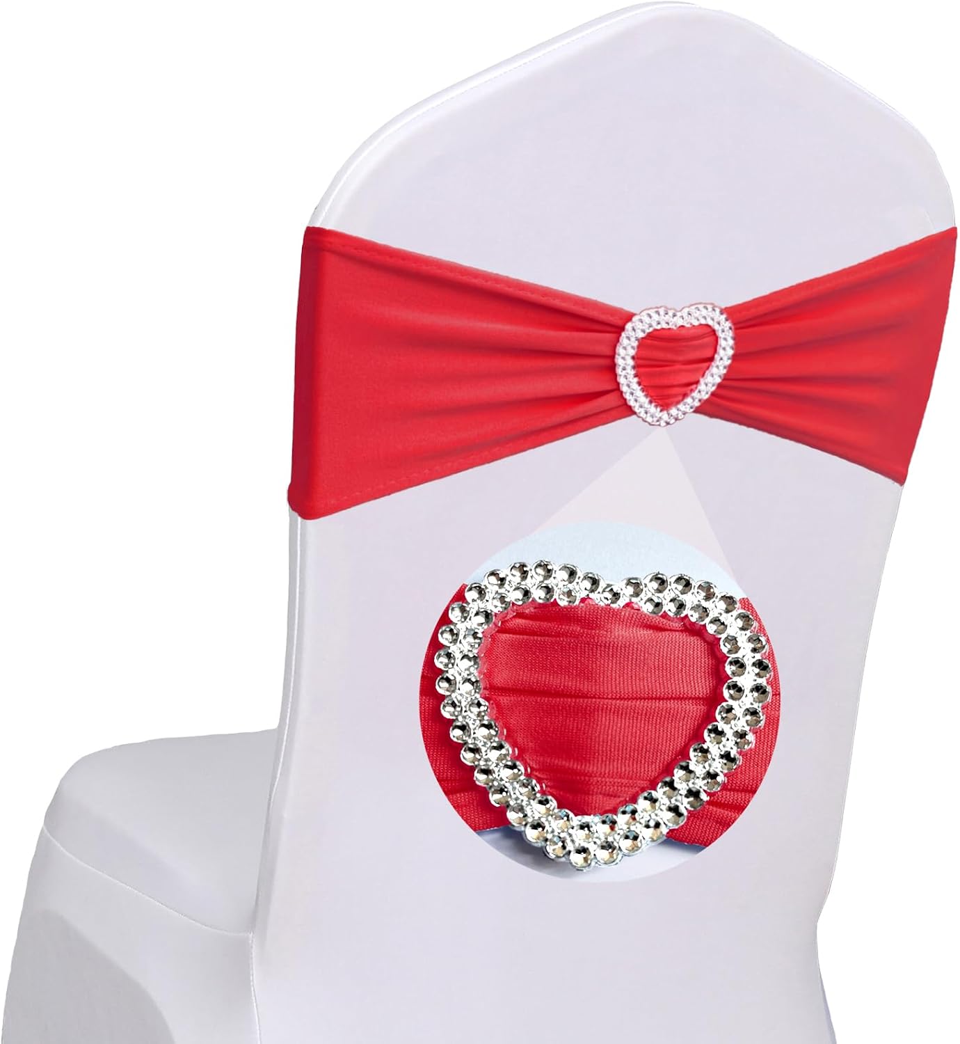 30 Bandas rojas para silla con hebilla corazón decoración