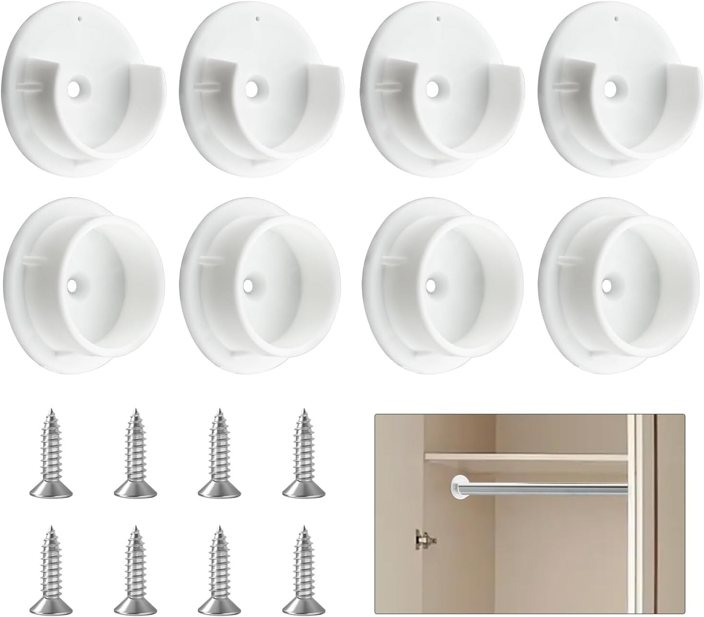 Soporte barra armario 1-3/8" 4 Pzas