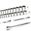 Set llaves vaso trinquete 34 pzas 1/4-1pulg