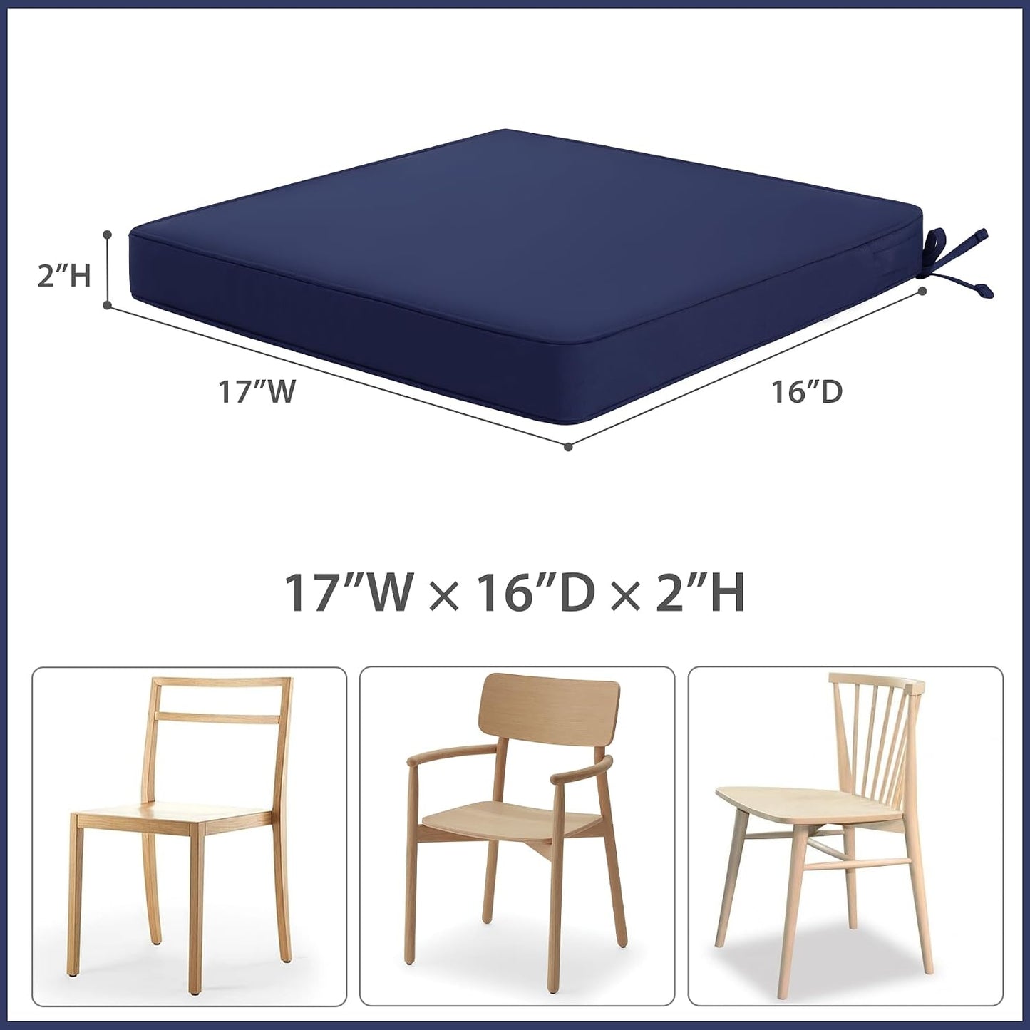 Set 4 cojines silla patio 17x16" resistentes agua