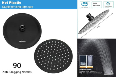 Cabezal ducha filtro 15 etapas alta presión 8pulg negro
