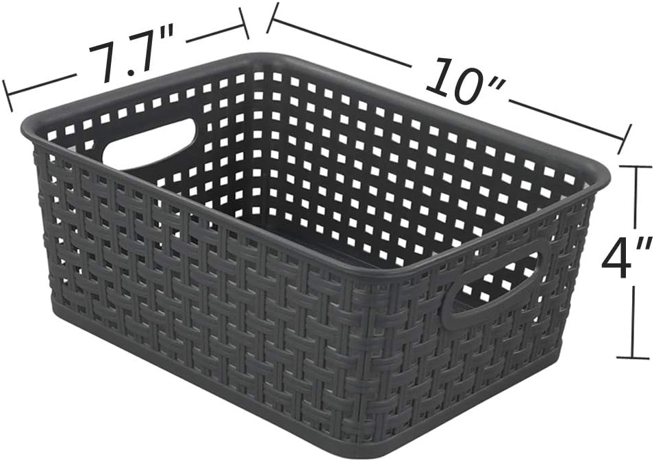 4 Cestas Almacenamiento Plástico Gris 10x7.7x4"