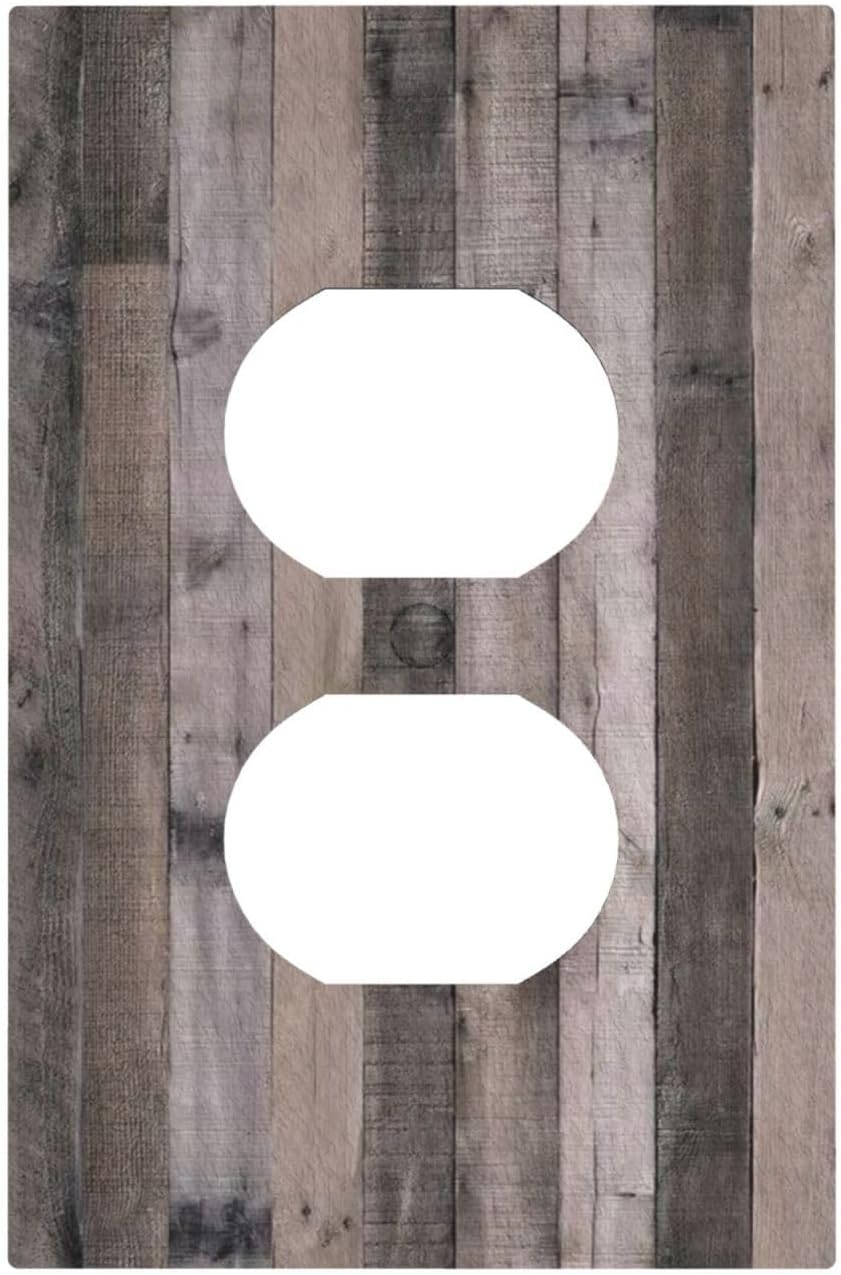 Cubiertas tomacorriente madera gris rústica estilo granja