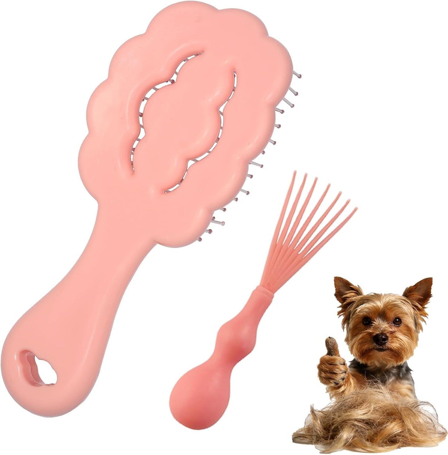 Cepillo nube suave para perros pequeños con peine desmontable rosa