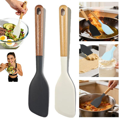 Espátula silicona mango madera para hornear y glasear