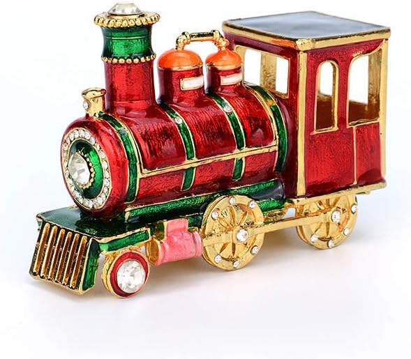 Caja joyería tren vapor bisagras cristal esmaltado