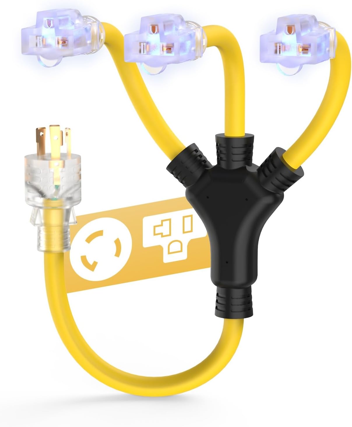 Cable adaptador generador 30A NEMA L5-30P a 5-15R/5-20R