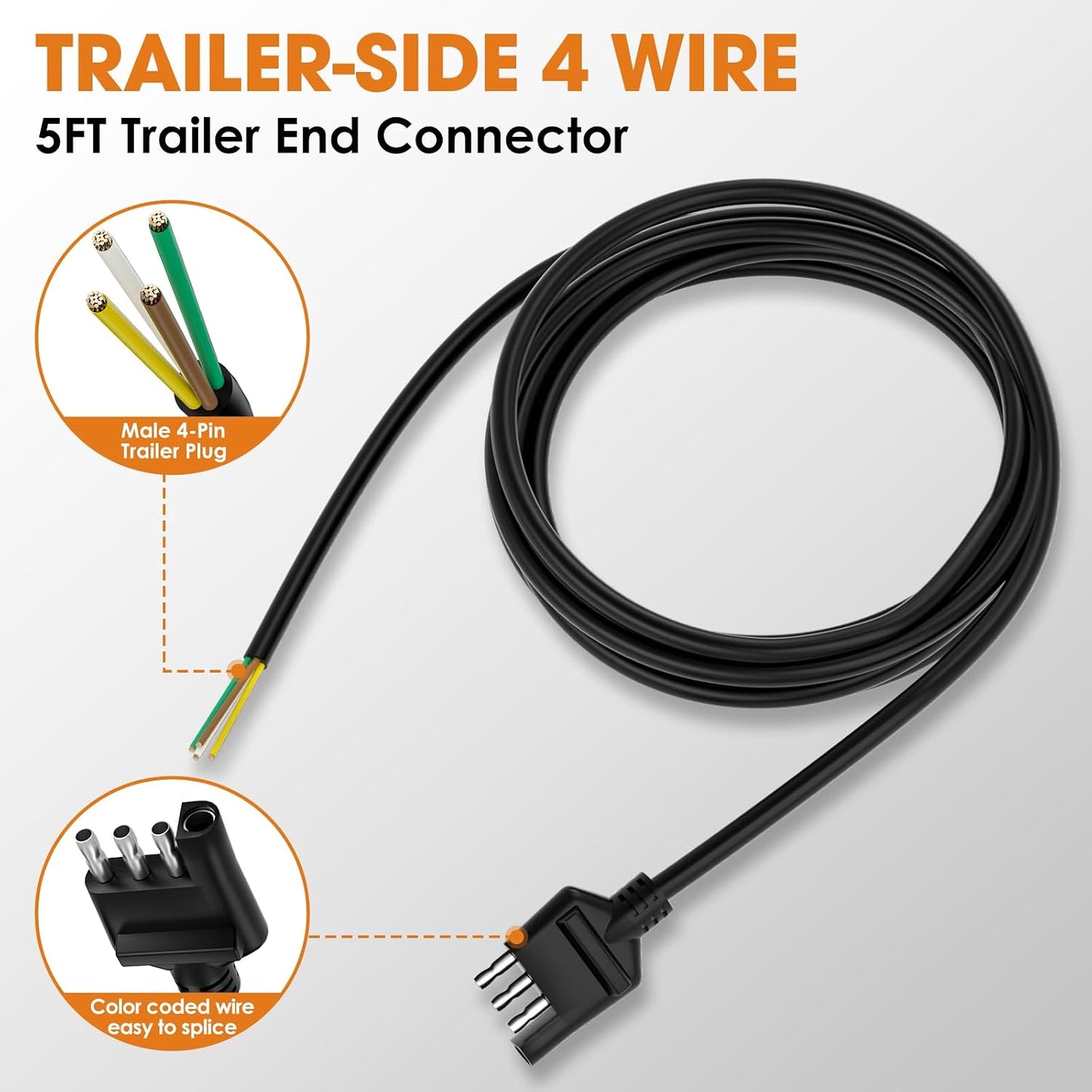 Arnés cableado remolque 4 vías 5 pies cobre puro
