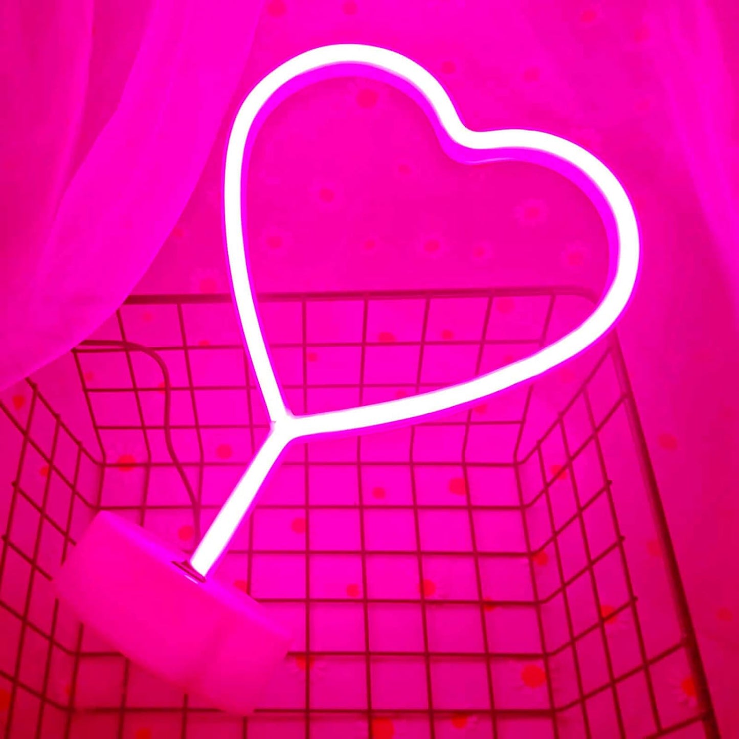 Letrero corazón neón LED rosa USB dormitorio San Valentín