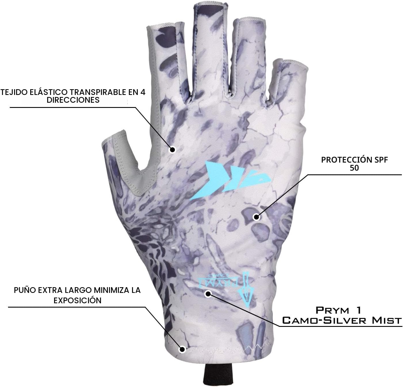 Guantes sol UPF50 para pesca kayak y remar