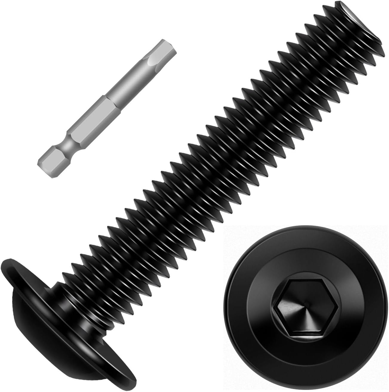 25 Pzas Pernos Botón Acero Inox 304 Rosca 1.0x40mm Negro