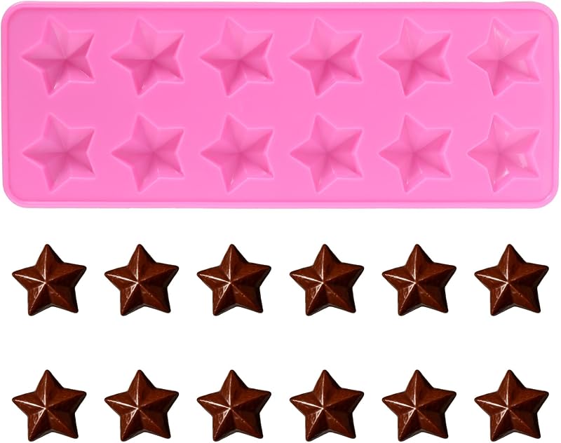 Molde silicona 12 cavidades estrella chocolate hielo rosa