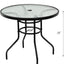 Mesa patio redonda 32" acero vidrio templado conversación