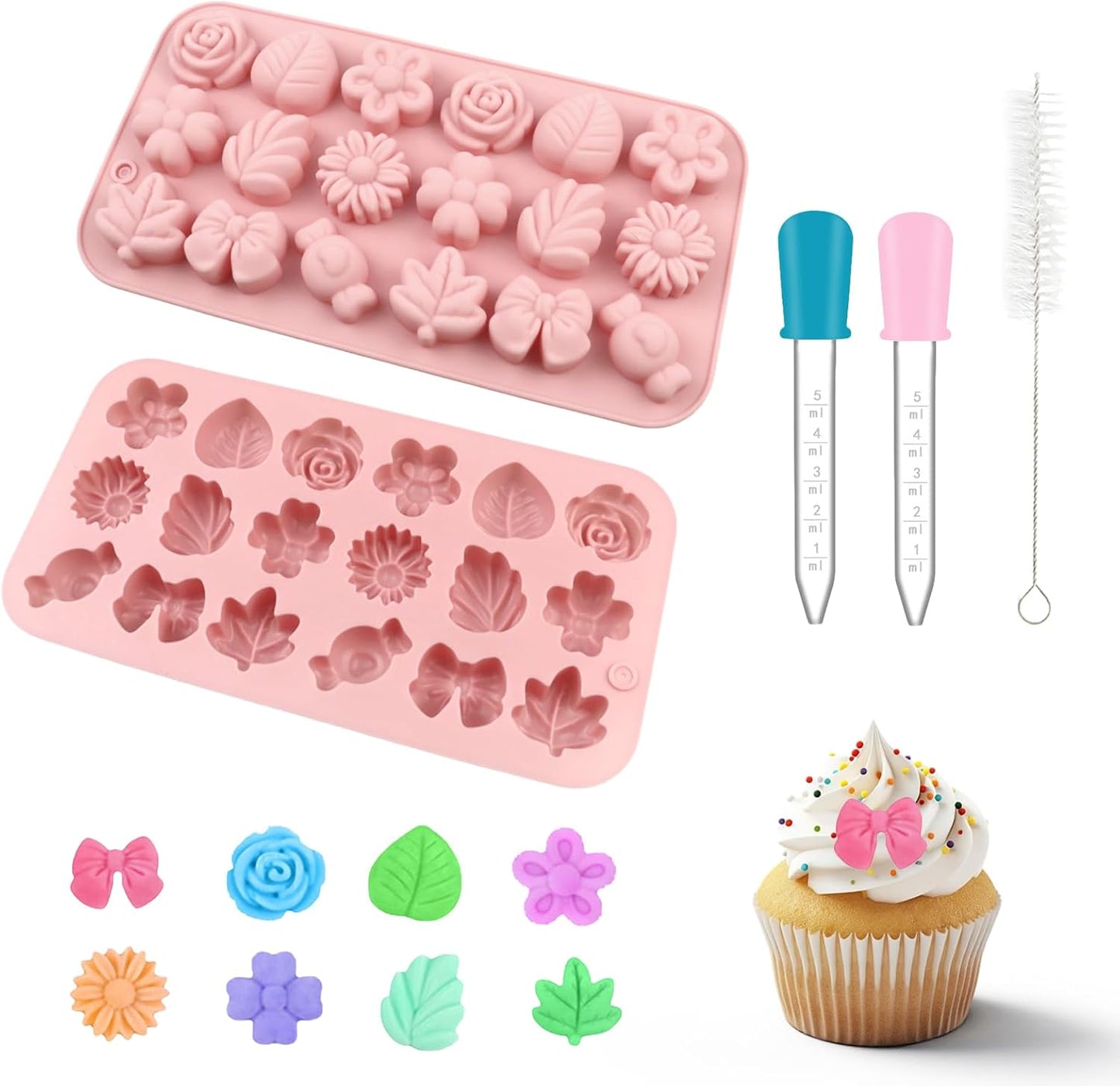Moldes de flores de silicona para chocolate, dulces, galletas y postres