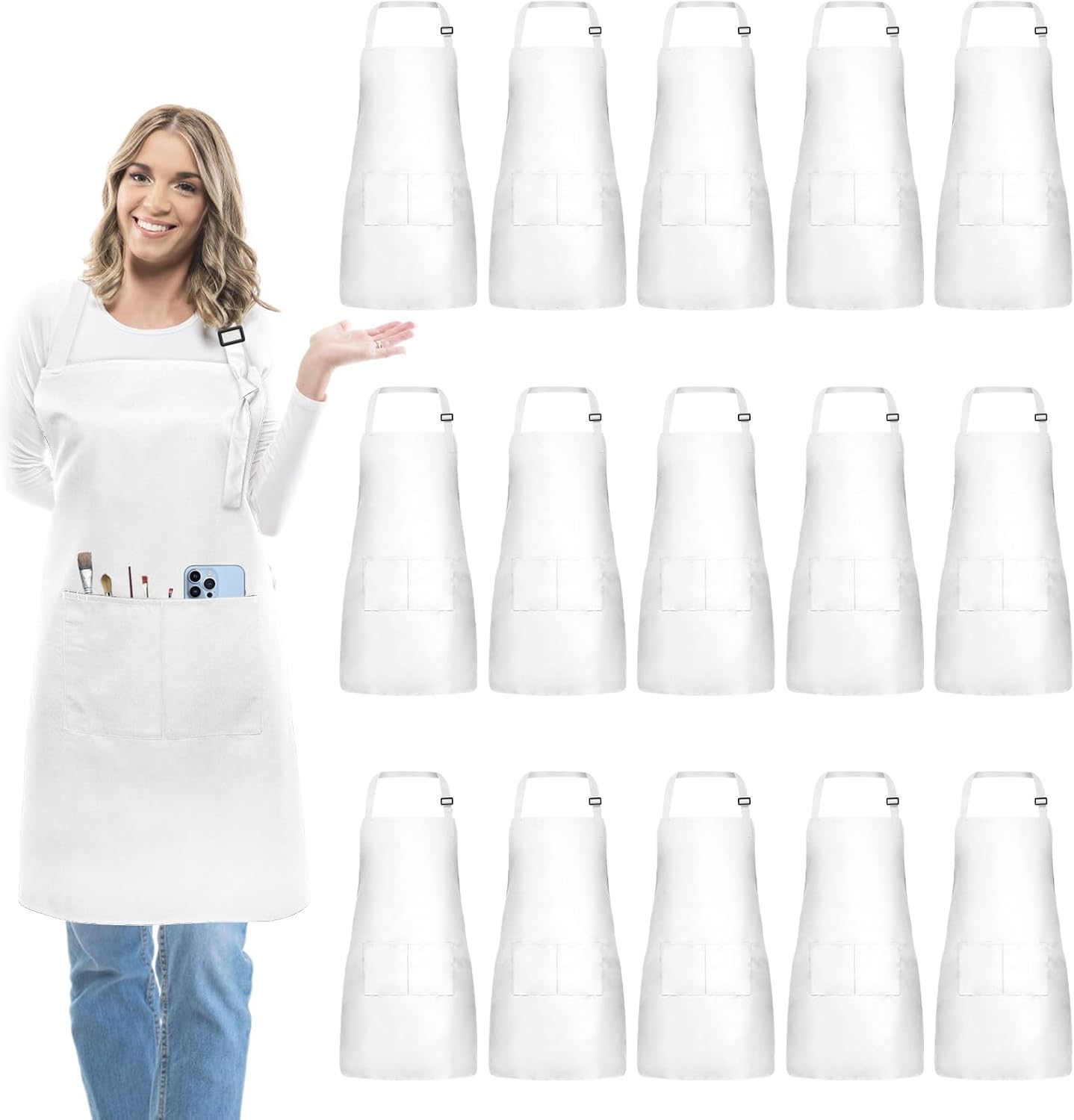 15 Delantales Chef Ajustables con Bolsillos S/L