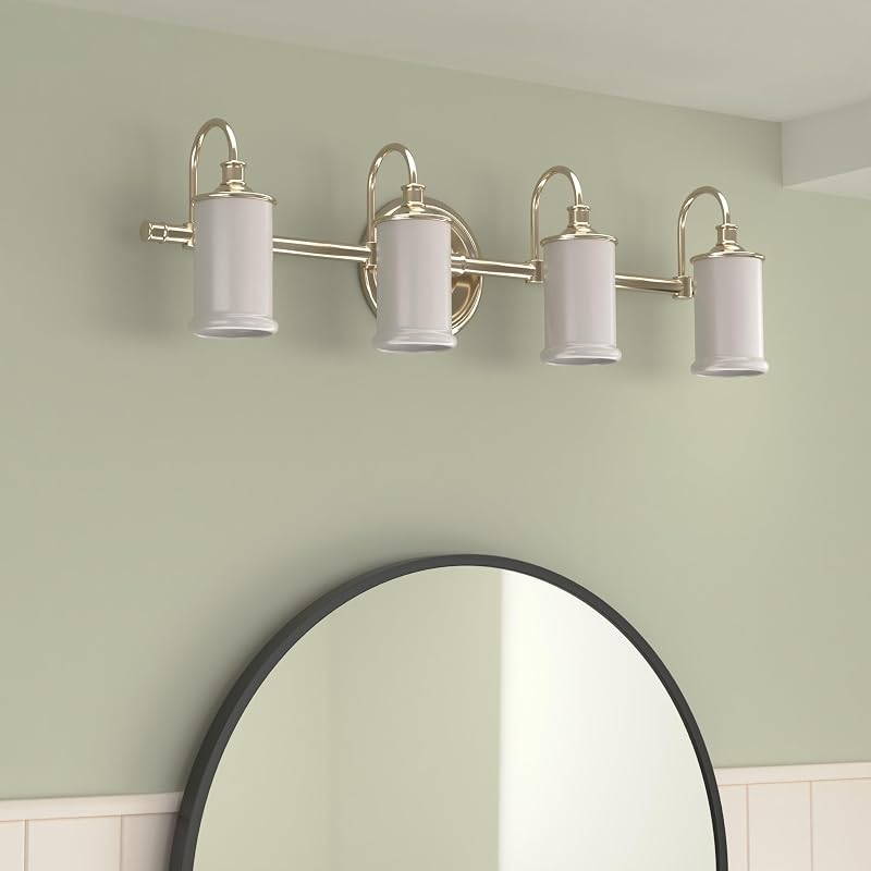 Accesorio baño doble montaje 4 luces vidrio esmerilado
