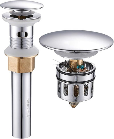 Desagüe lavabo con tapón cesta colador antiobstrucción cromo