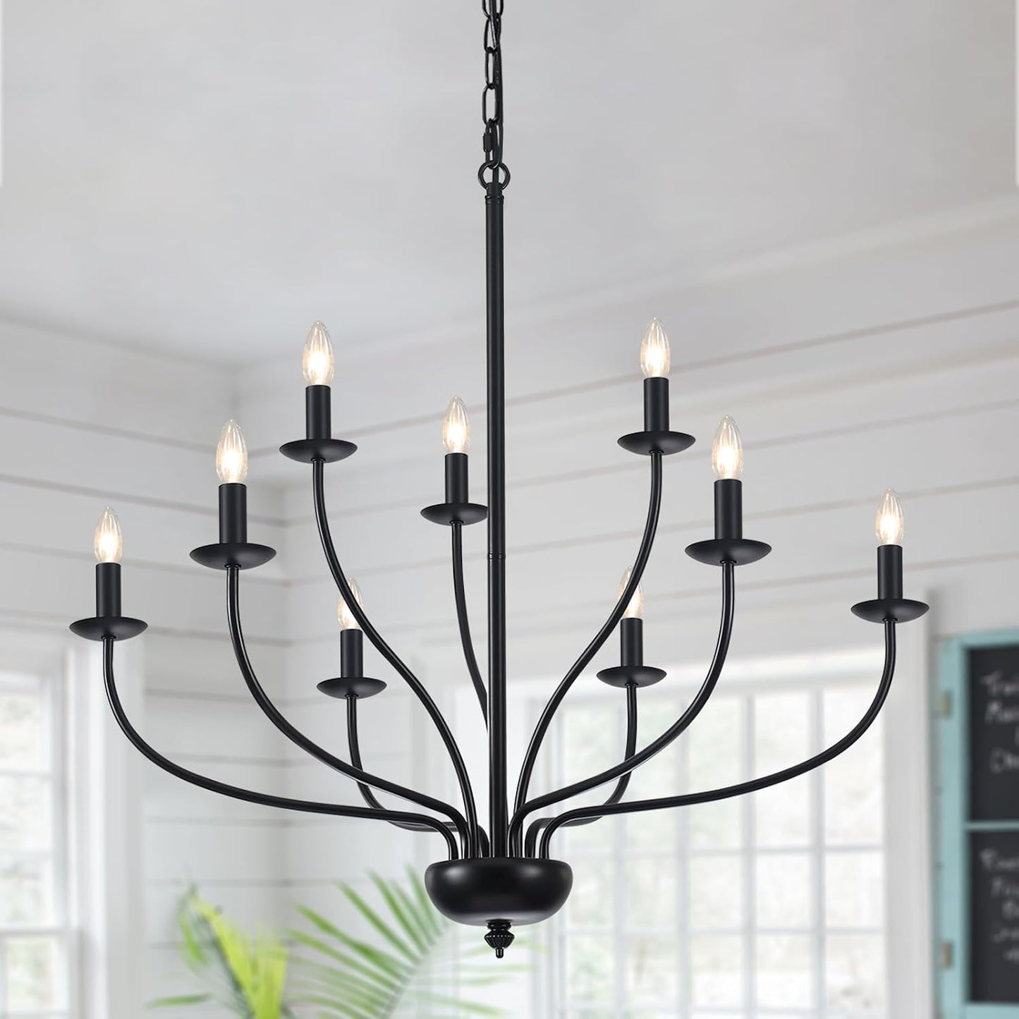 Candelabro negro 9 luces estilo rústico 30pulg