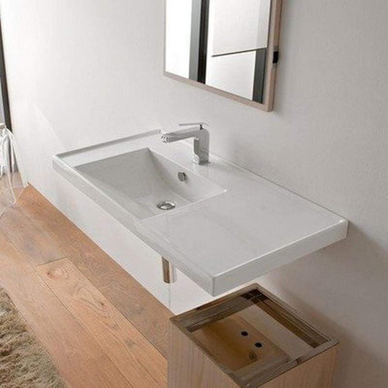 Fregadero baño rectangular cerámica color blanco