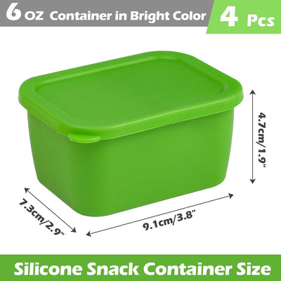 Recipientes silicona 6oz con tapa a prueba de fugas set 4