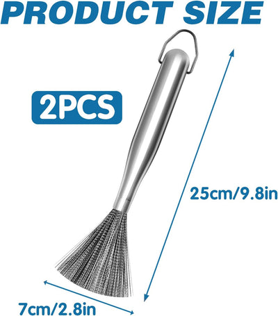 2 Cepillos Acero Inox 304 para Ollas Limpieza Fácil
