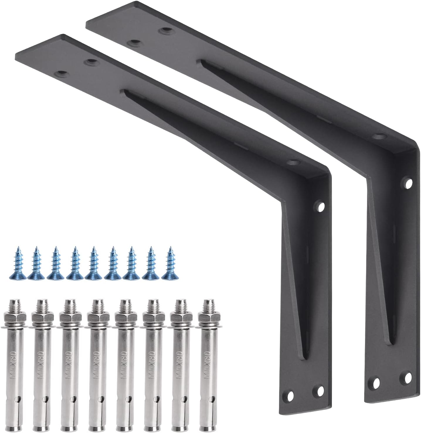 Soporte encimera 12x8x2pulg sólido en L negro mate set 2