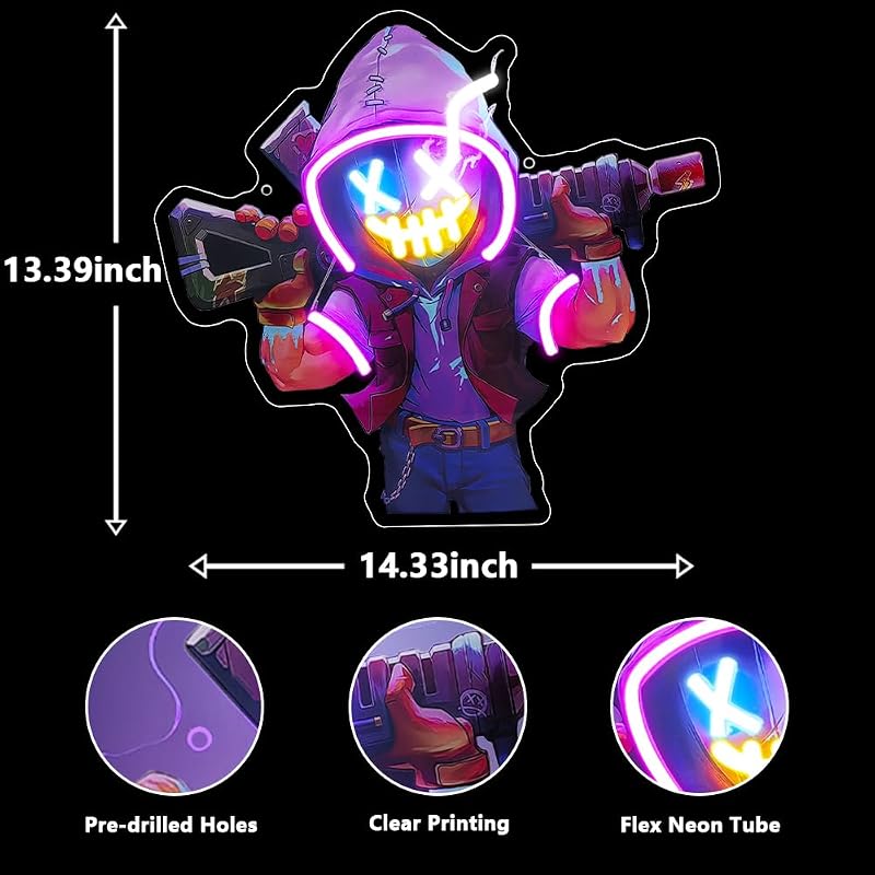 Letrero neón anime LED decoración dormitorio gamer