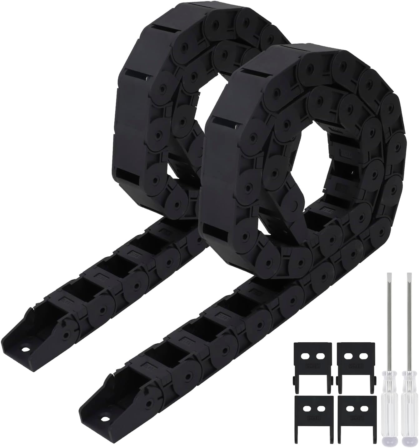 Cadena arrastre plástico negro 18x25mm 1m tipo semicerrado
