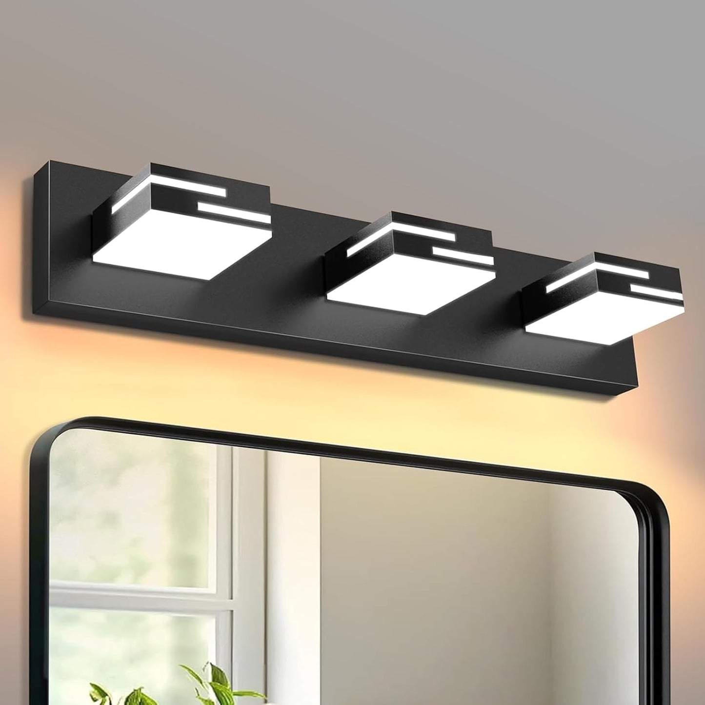 Lámpara LED baño 3 luces negro mate giratorios