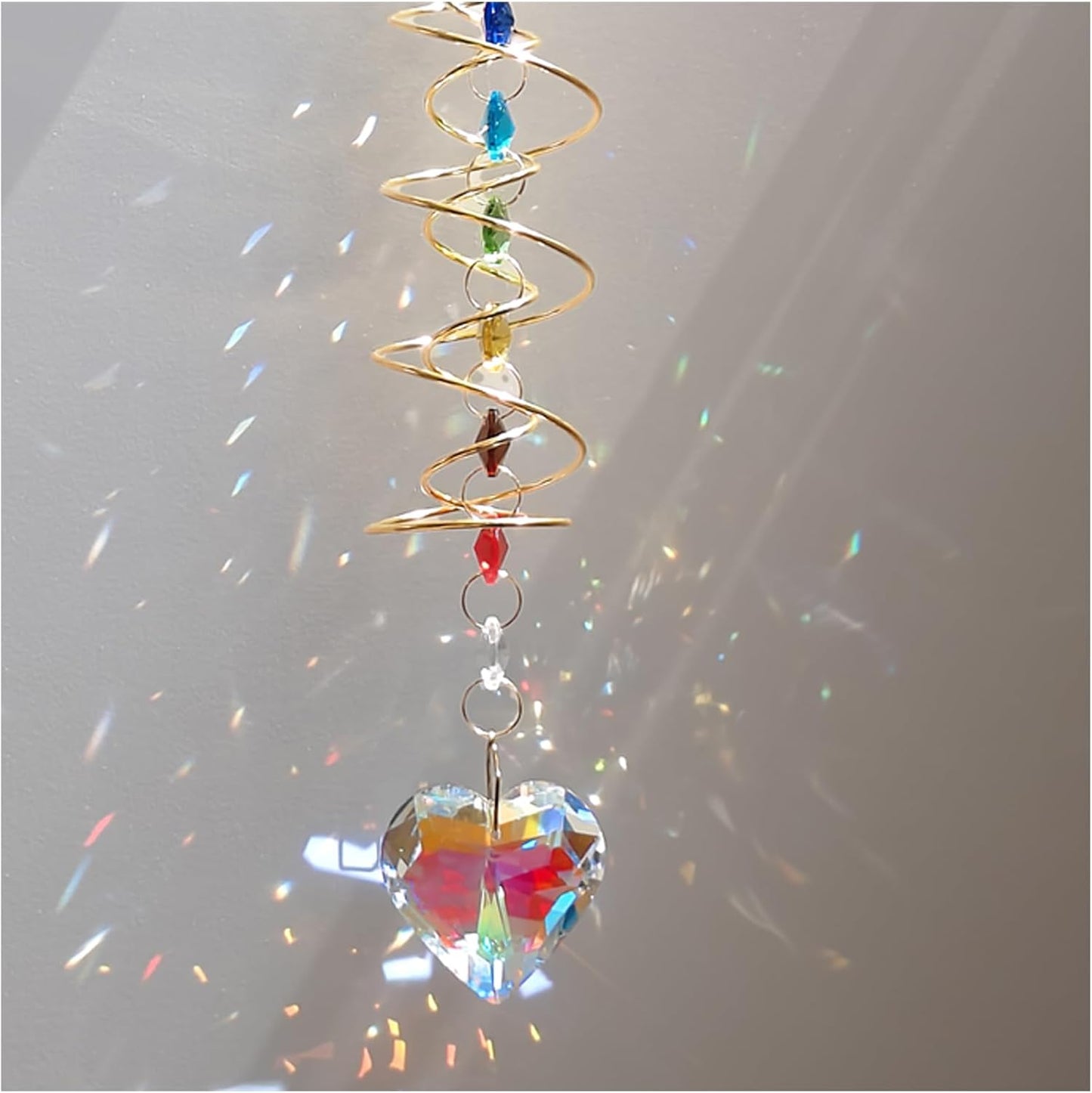 Atrapasoles cristal con corazón y doble espiral para ventana