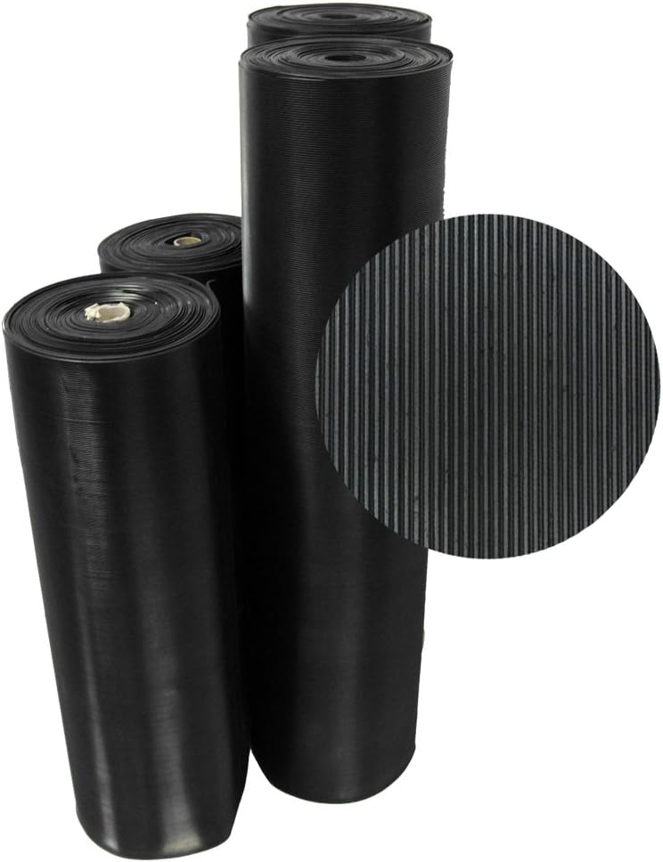 Tapete goma acanalada 1/8x36pulg color negro