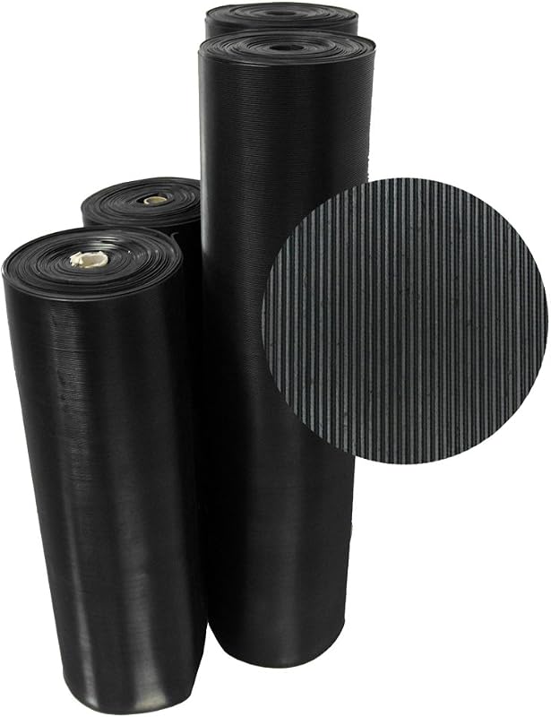 Tapete goma acanalada 1/8x36pulg color negro