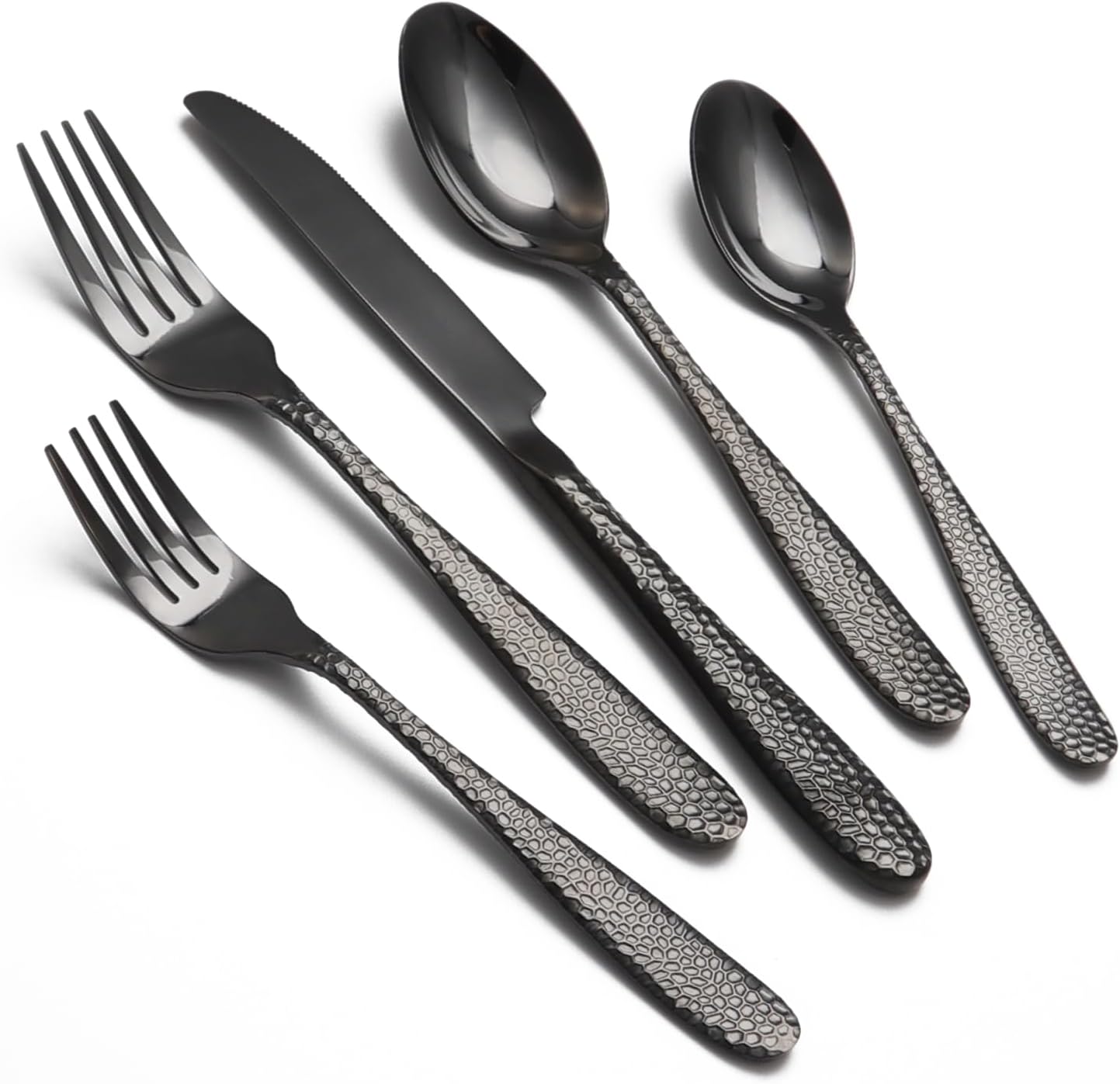 Set 40 Pzas Cubiertos Acero Inox Negro Resistentes para 8